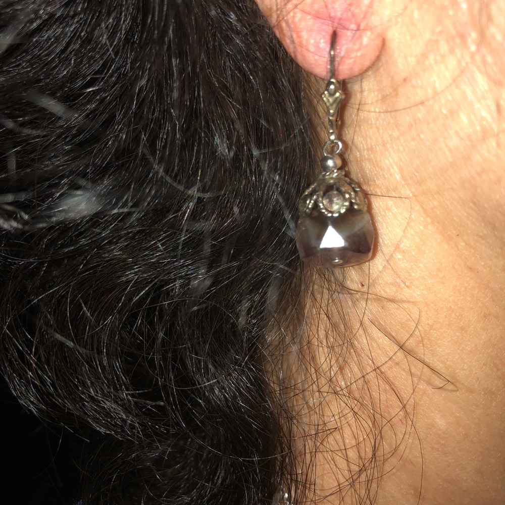 Purple Stone Dangle Earrings